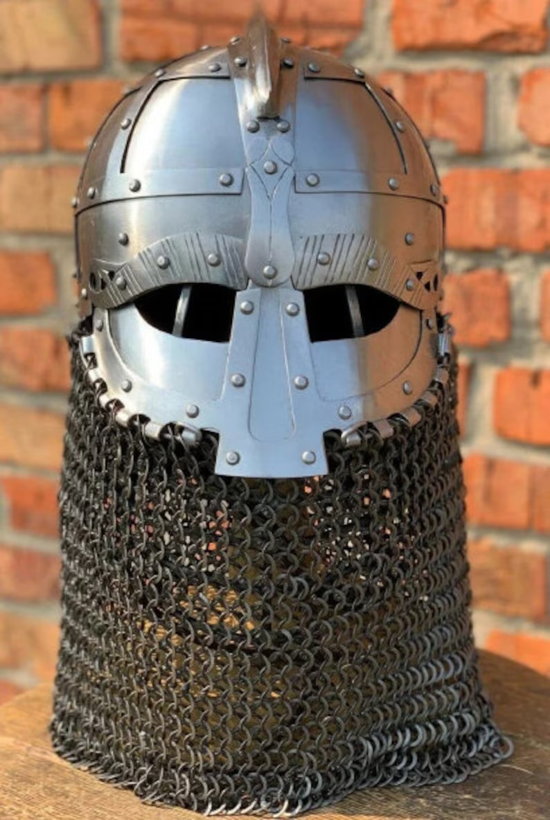 Medieval Chainmail Viking Helmet, Knight Warrior\'s Armor Helmet, sca larp Helmet