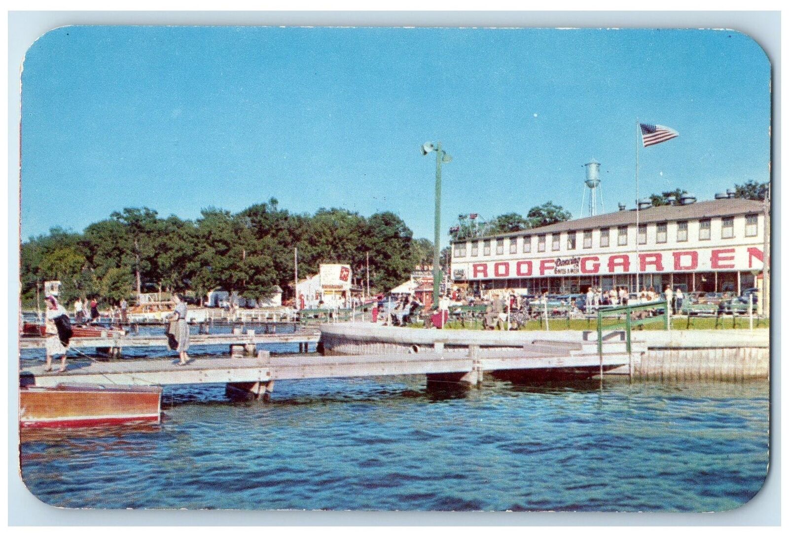 c1960s Amusement Park People View Okoboji Lake Iowa IA Unposted Vintage Postcard