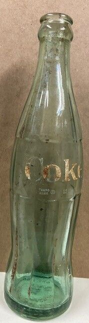 Vintage circa 1965 Coca Cola Green Hobble Skirt Glass 6 1/2 oz Bottle R15/R16/17