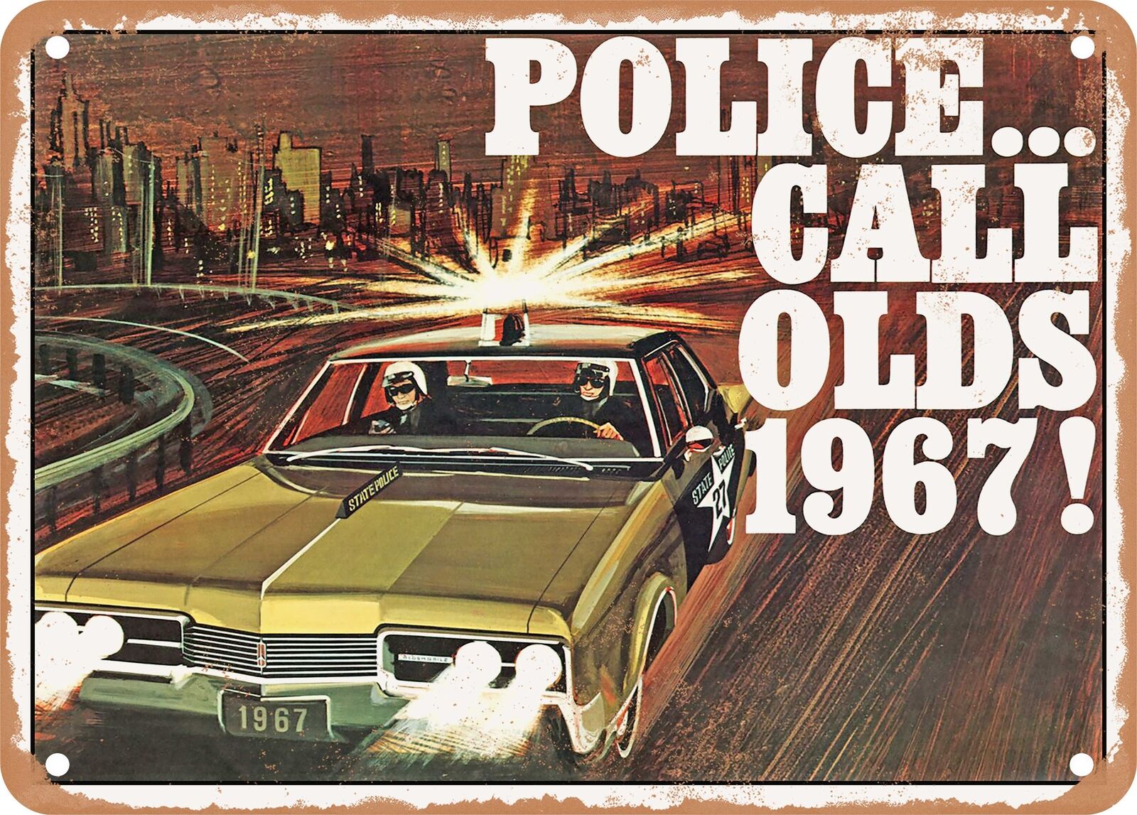 METAL SIGN - 1967 Oldsmobile Police Cars Vintage Ad