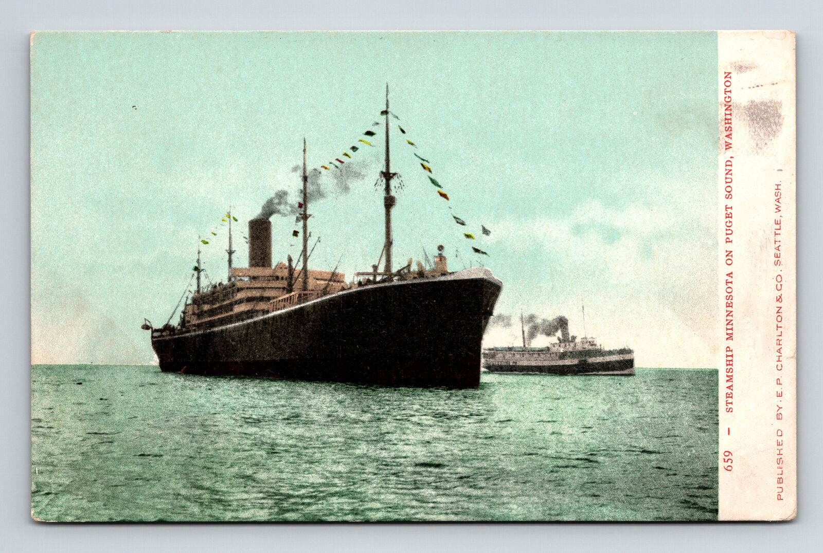 Steamshipm Minnesota on Puget Sound Washington WA Postcard