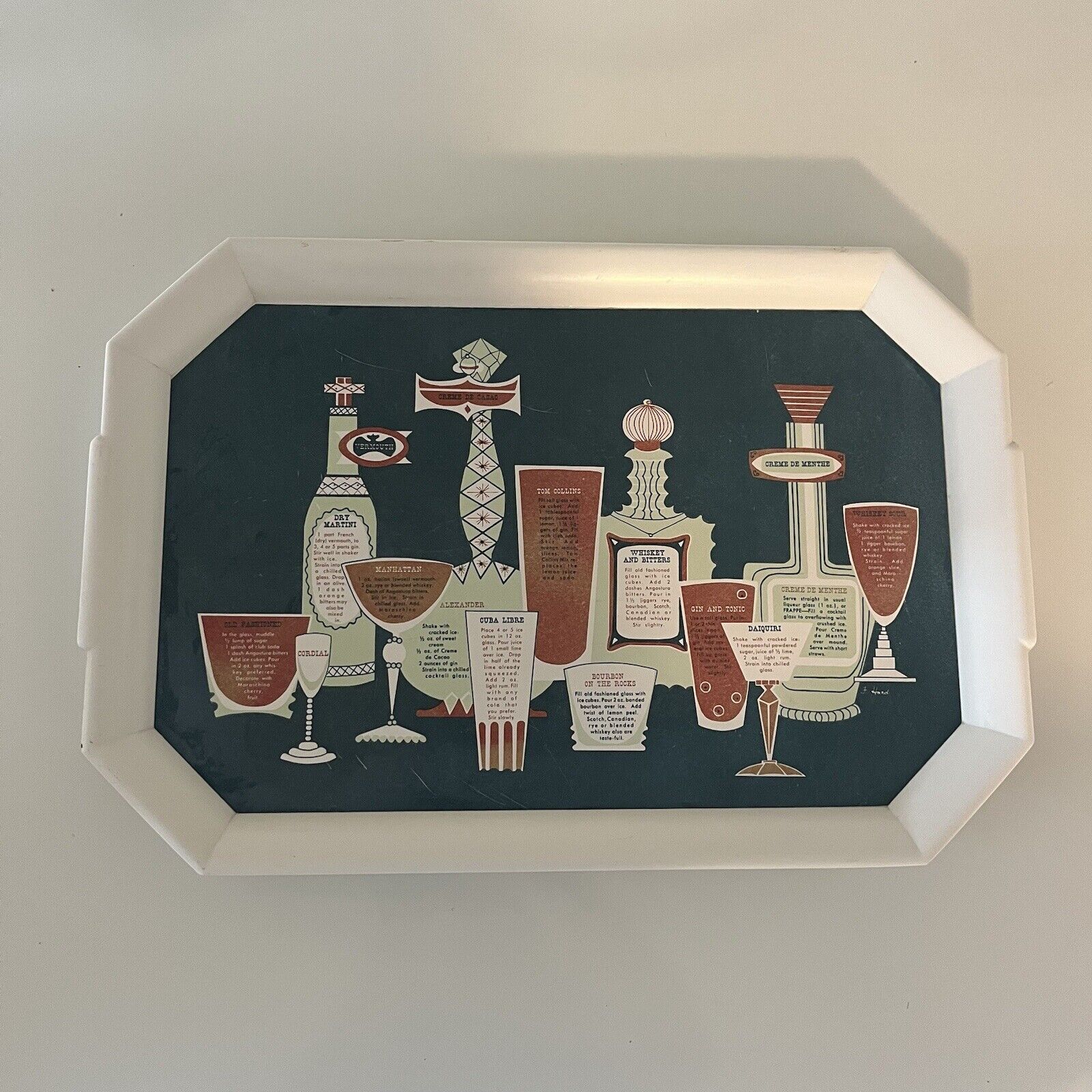 Vintage 1950’s Waverly Melamine Cocktail Tray Barware Serving Tray