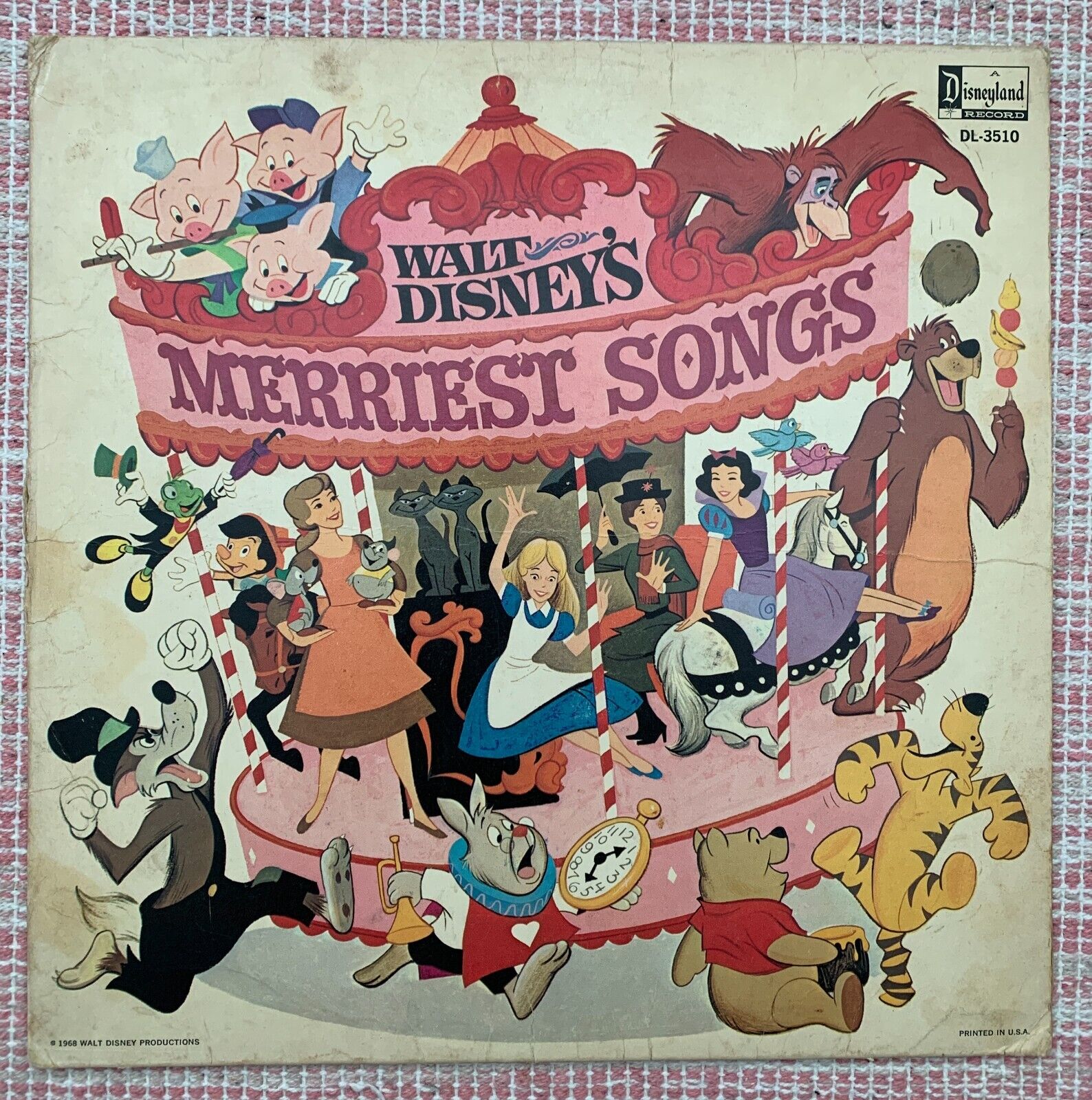 Walt Disney\'s Merriest Songs Album 1968 Disnyland DL-3510 G/G
