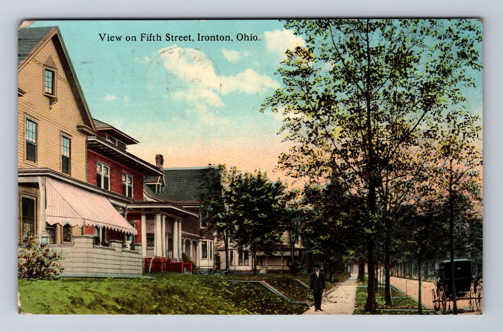 Ironton OH-Ohio, Residential Section Fifth Street Antique Vintage c1912 Postcard