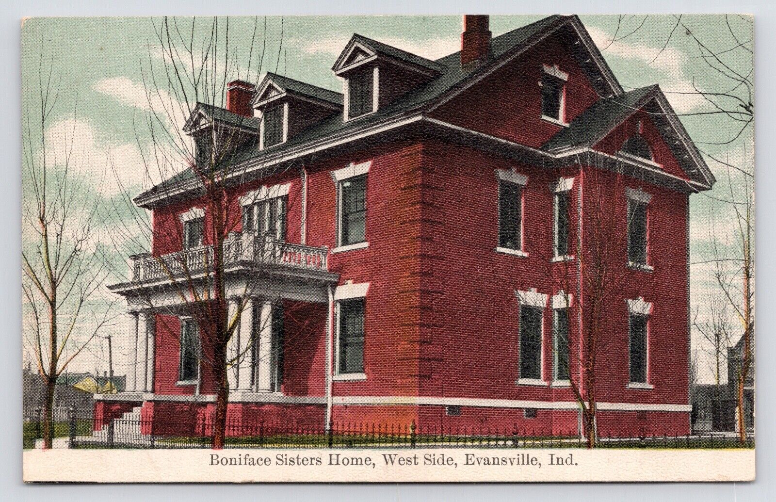 c1907~Evansville Indiana IN~Boniface Sisters Home Convent~Antique Postcard