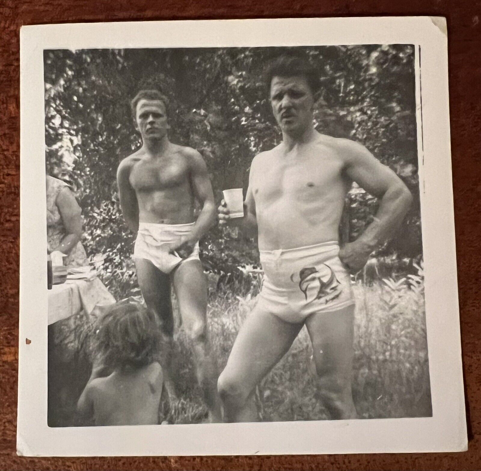 VTG 1950s Photo Muscular Men Swimsuits Bulge Gay Interest Drinking Smoking