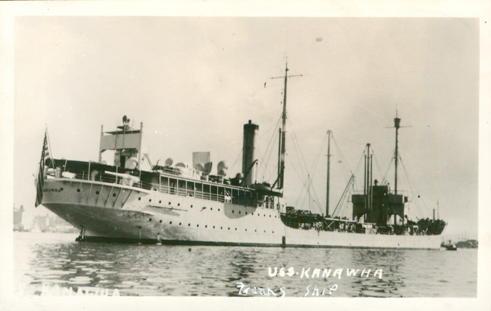 RPPC 1940's WWII USS Kanawha (AO–1)  sunk on 8 April 1943 by Japanese