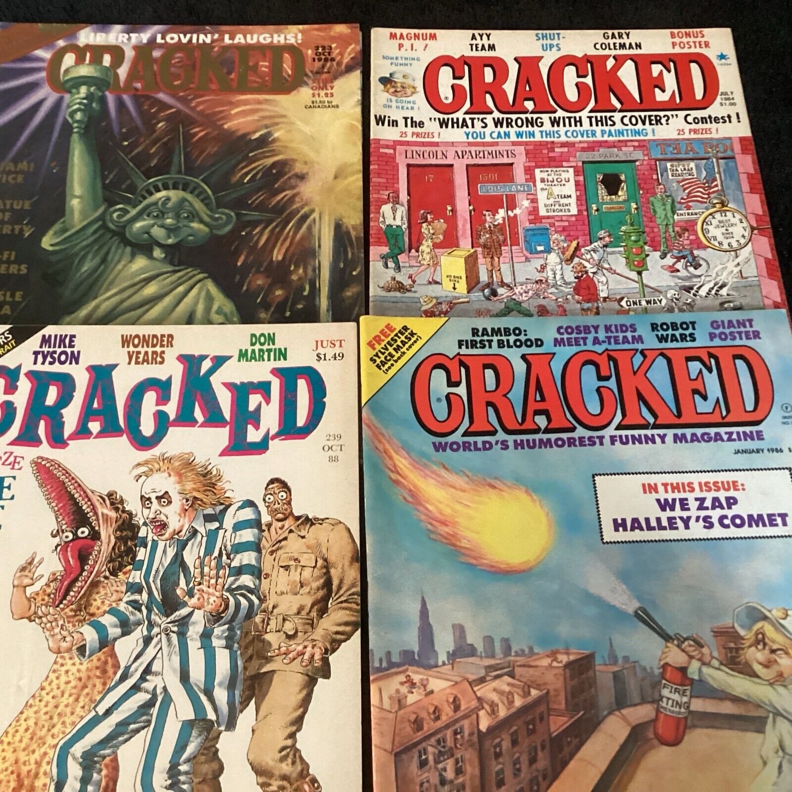 (4) VINTAGE CRACKED MAGAZINES FROM THE 80\'S - (JOHN SEVERIN ART)