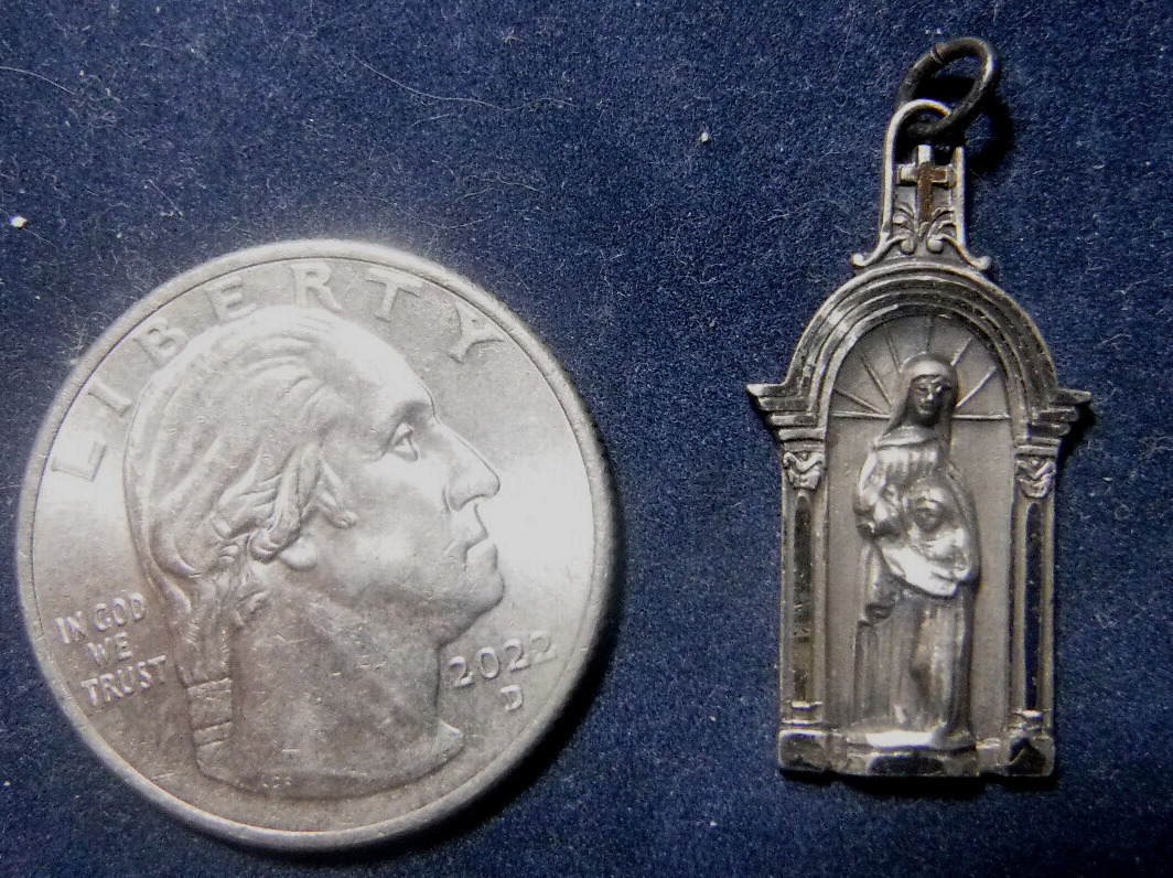 St Ann, Virgin Mary Stunning Vintage Medal Sterling Silver
