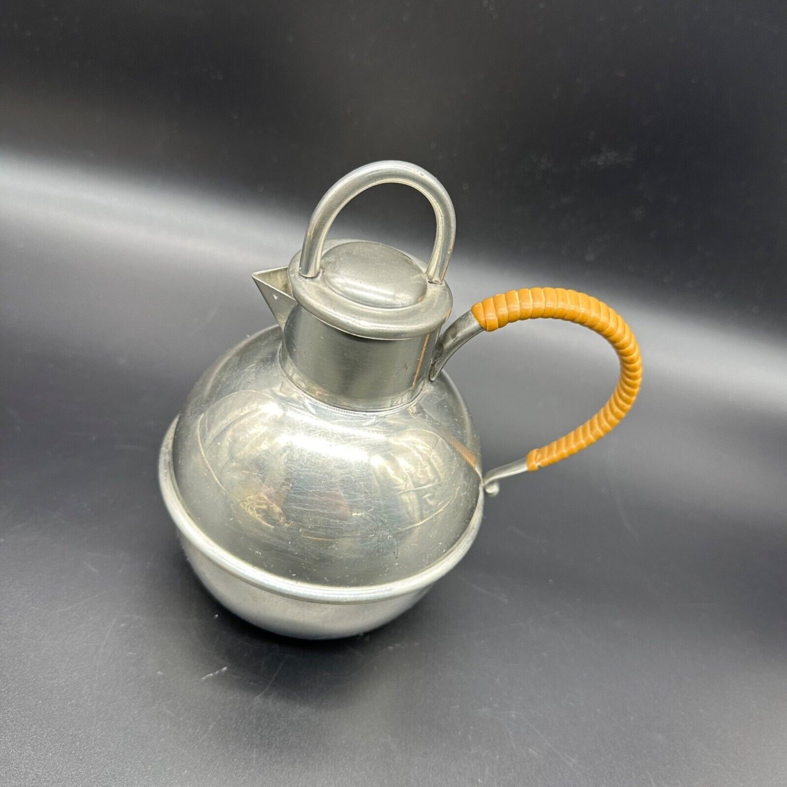Vintage Pewter Teapot Kirk by Hanle Wrapped Handle Pitcher Lid Tableware Metal