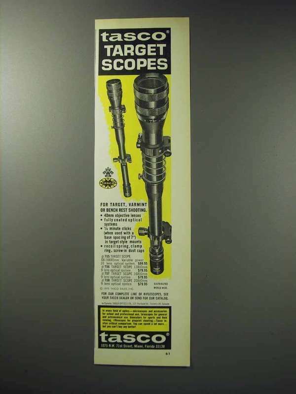 1971 Tasco Rifle Target Scopes Ad