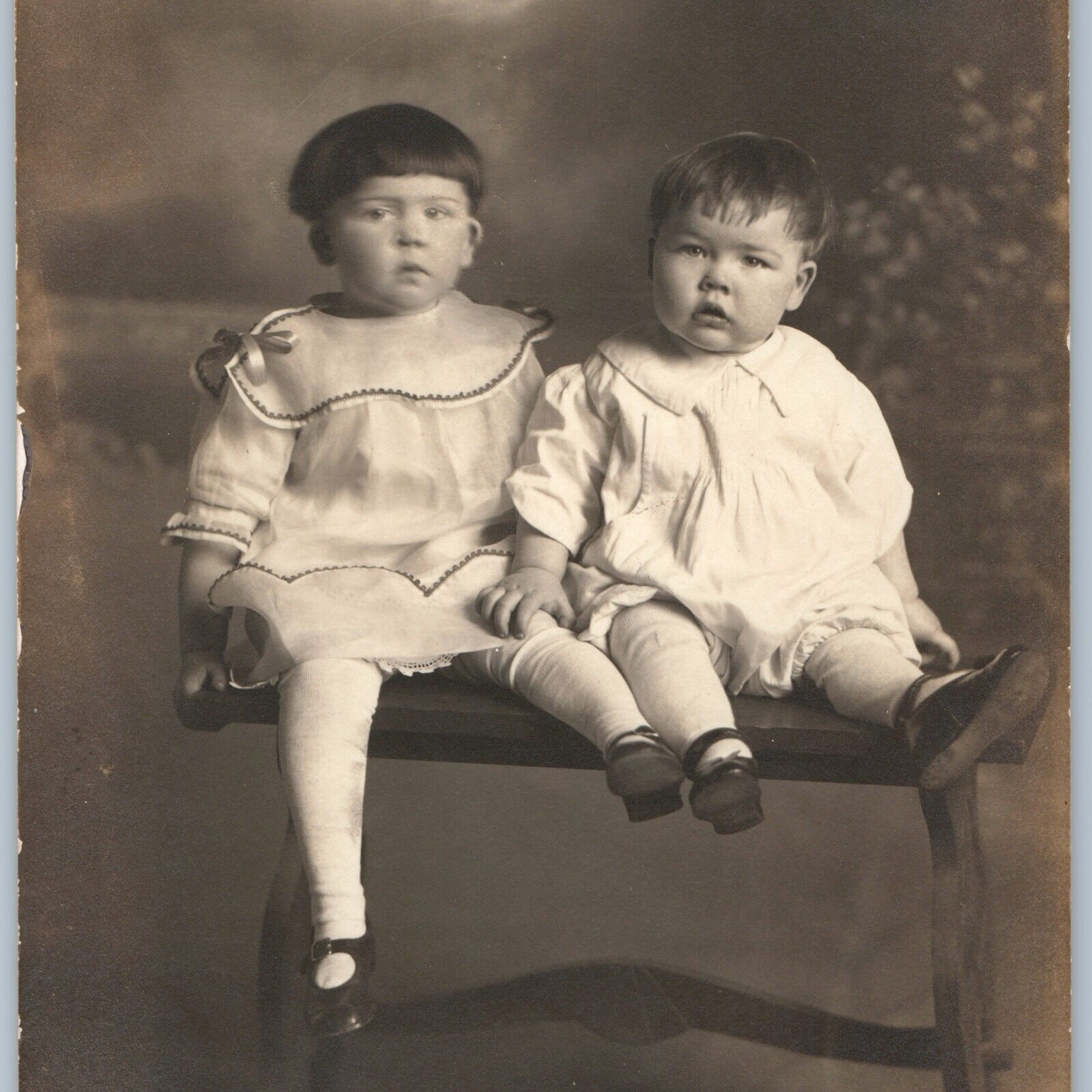 ID\'d c1910s Siblings Children Portrait Real Photo Fancy Dress Miller Family B2