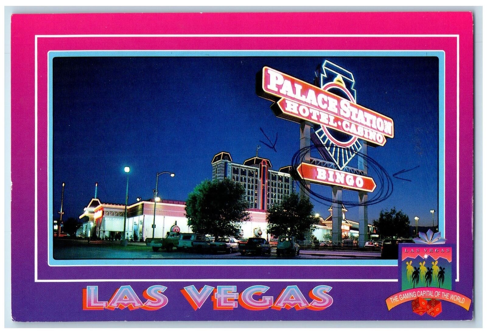 c1920's Palace Station Hotel Casino Roadside Las Vegas Nevada NV Posted Postcard