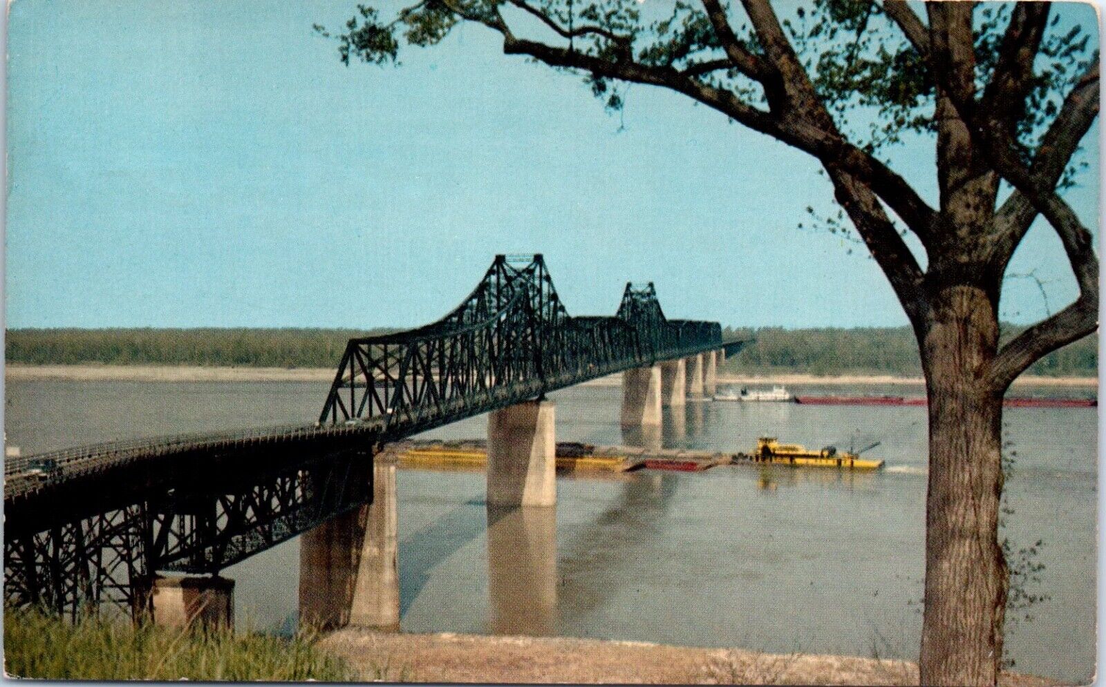Vicksburg, MS - Mississippi River Bridge Postcard Chrome Posted