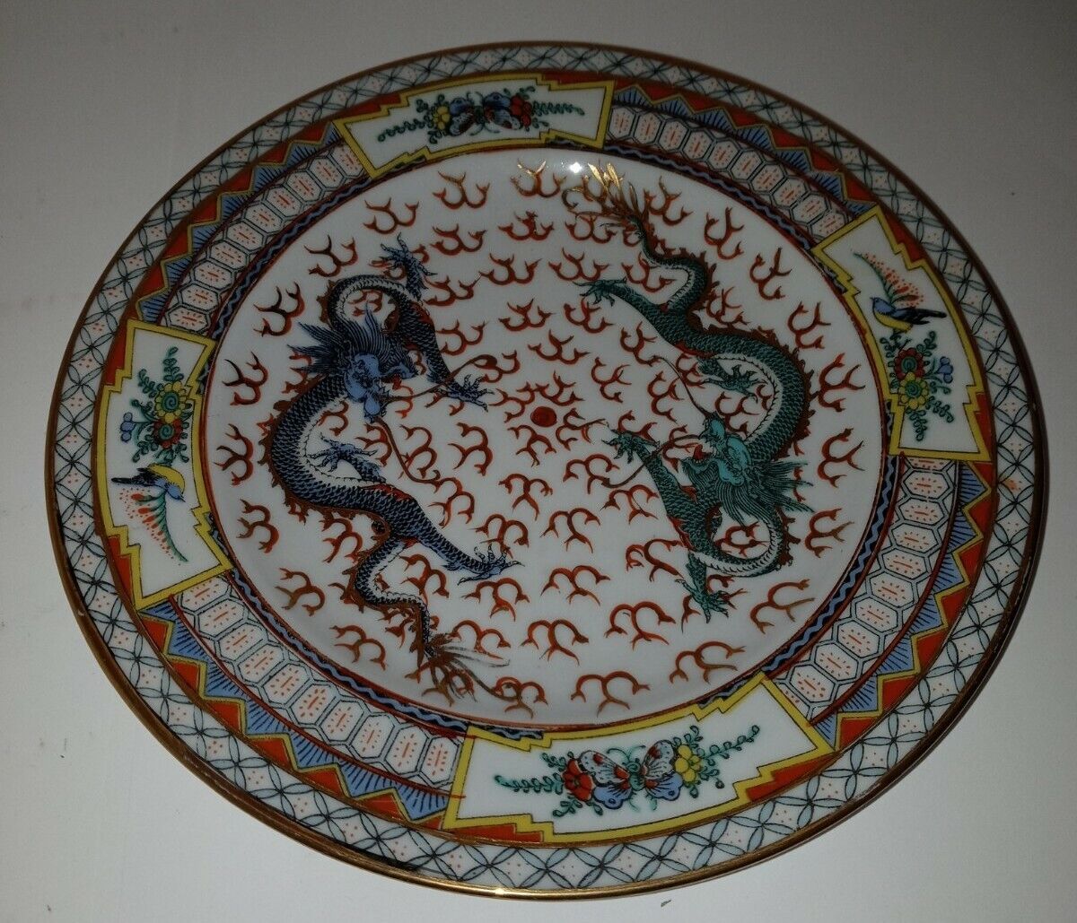 Zhongguo Zhi Zao, China, ROSE CANTON, Hand Painted, Dragon Plate, 8\
