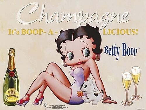 French Advertising Sign - Betty Boop Champagne w/ Dog