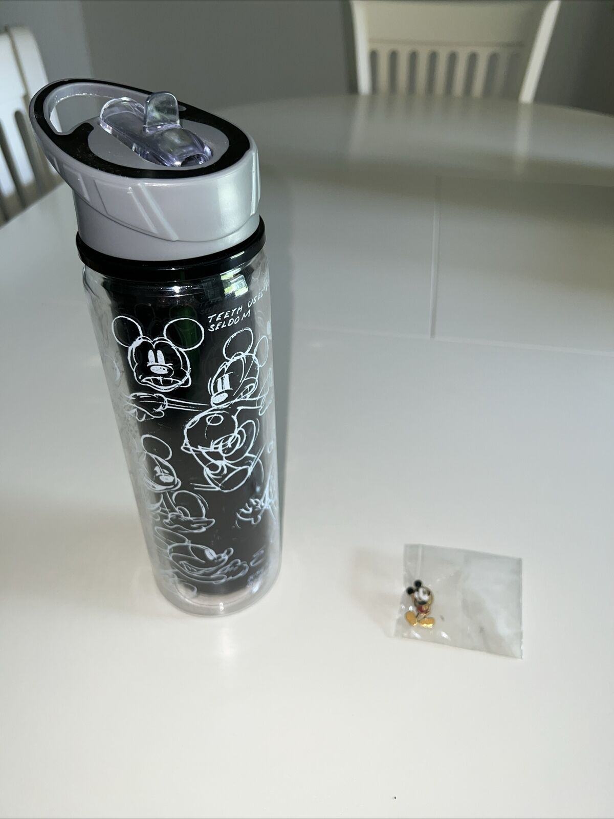 DISNEY MICKEY PIN AND WATER BOTTLE