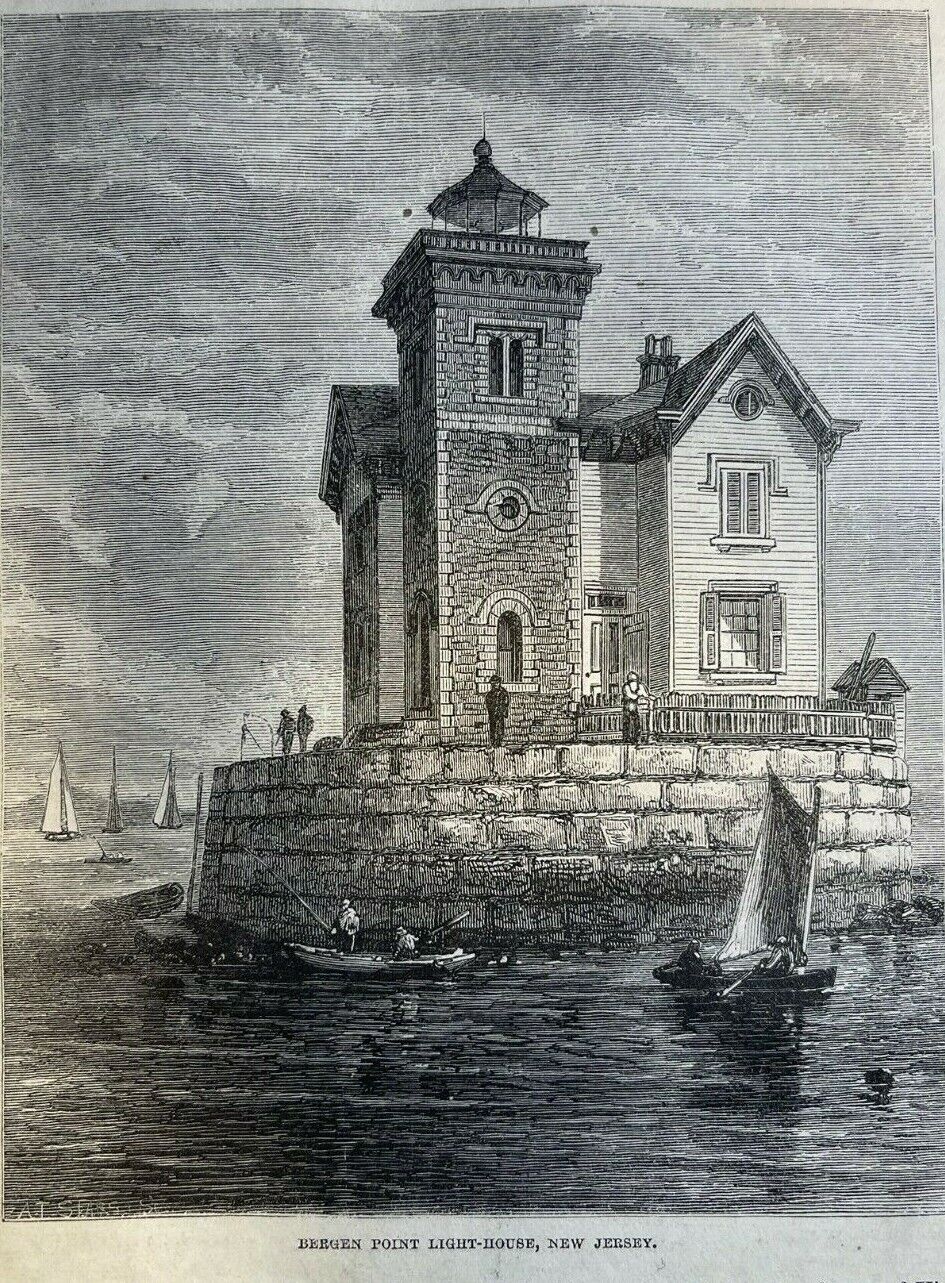 1874 American Lighthouses Fire Island Thatcher\'s Island Thimble Shoals Lake Erie
