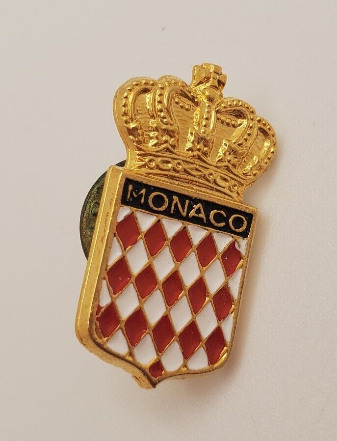 MONACO French Riviera Shield Crest Lapel Hat Souvenir Pin Tie Tack Pinback