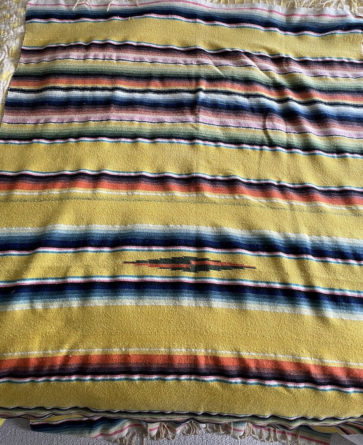 Vintage Colorful Cotton  Mexican Blanket Serape Saltillo