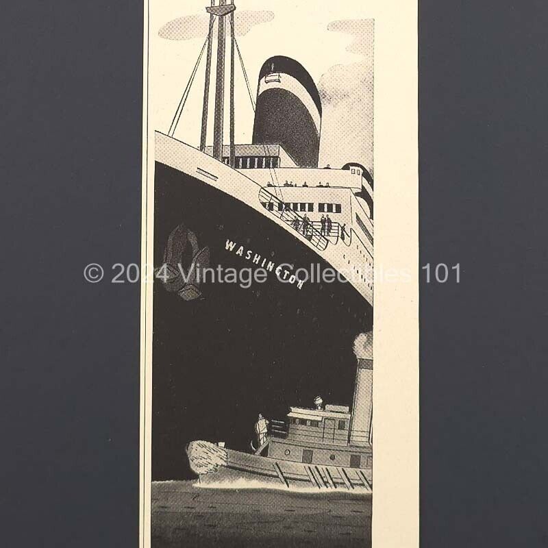 1936 United States Lines Washington Ocean Liner Travel photo art deco vintage ad