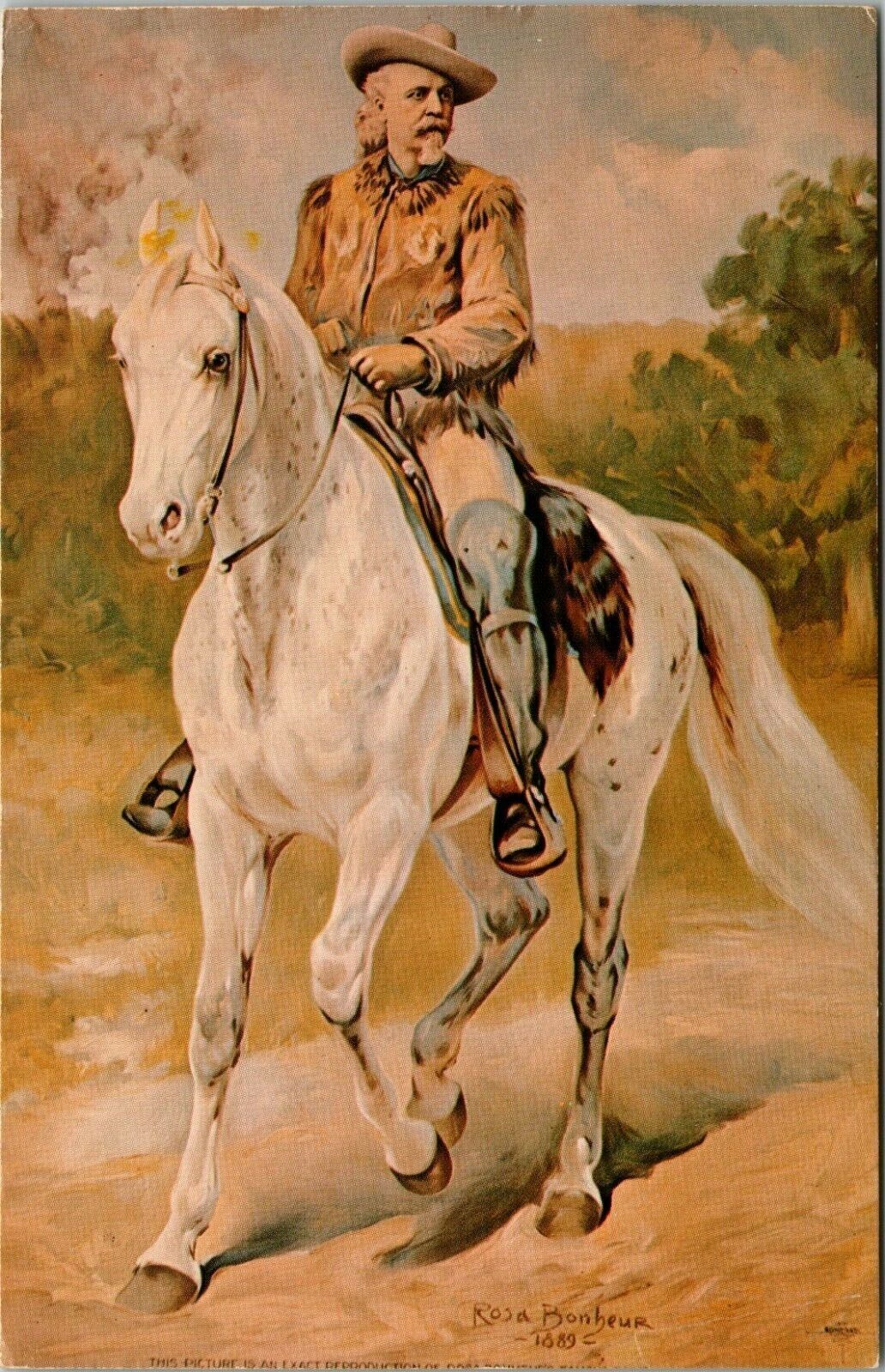 Col. William Frederick Cody Buffalo Bill On White Horse Leclaire Iowa Postcard