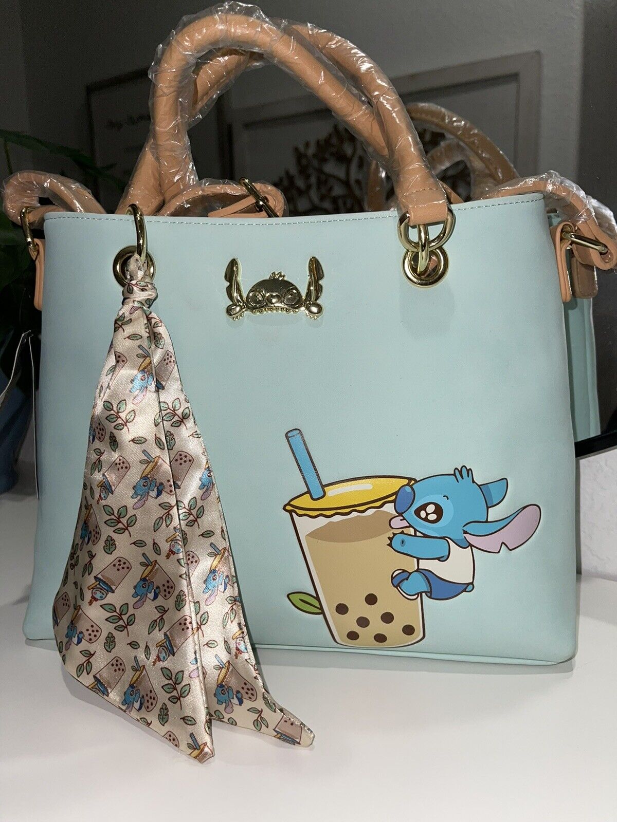 Loungefly Disney Lilo & Stitch Boba Blue Scarf Crossbody Bag Purse -BoxLunch NWT