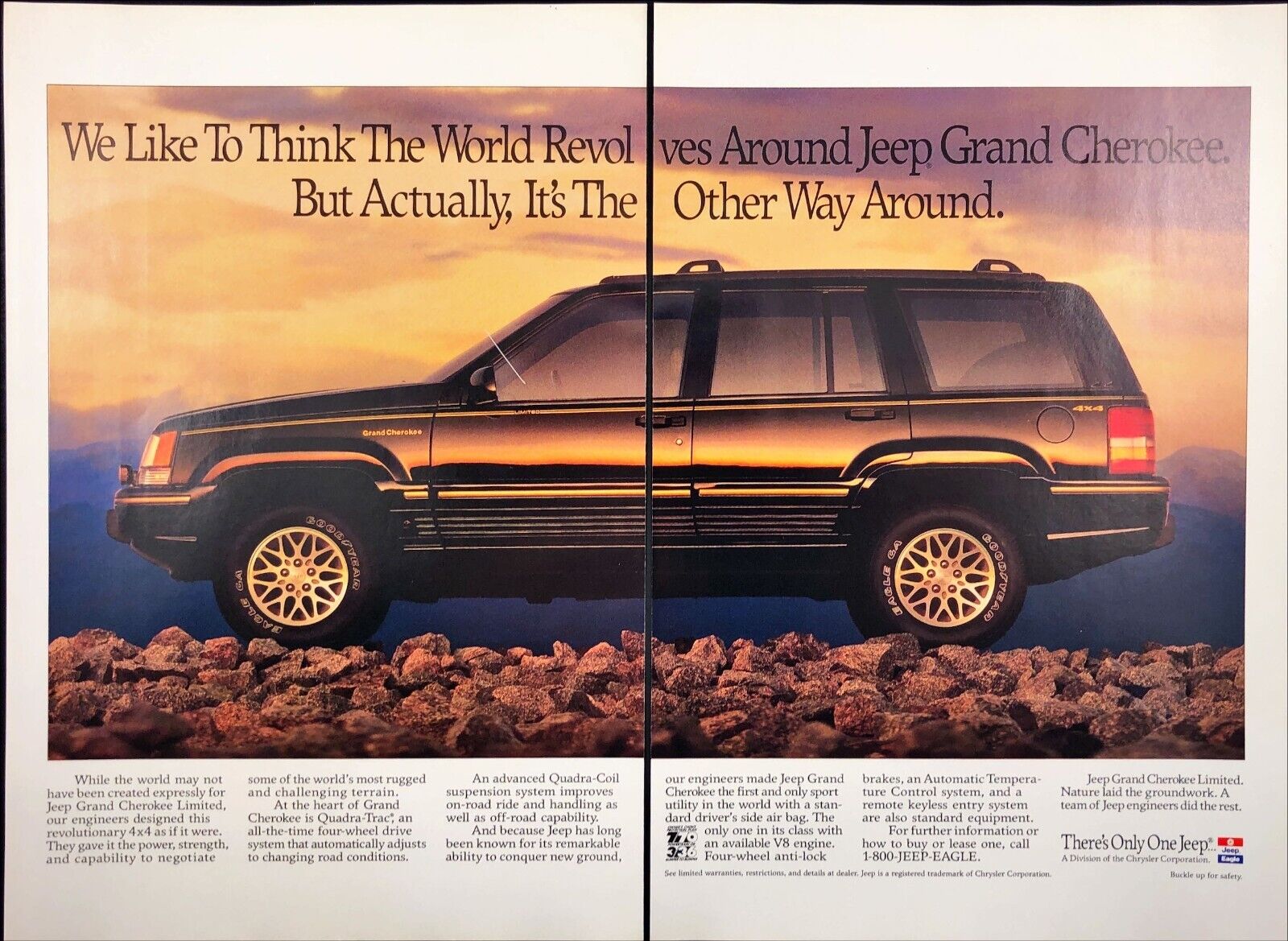 Jeep Grand Cherokee Limited SUV Vintage Print Ad 1993