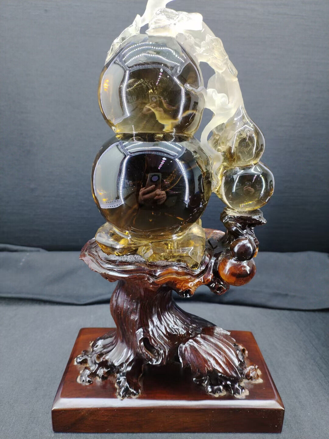 5.39LB Natural Tea Quartz Skull hand Carved Crystal Reiki Beautiful Skull+stand