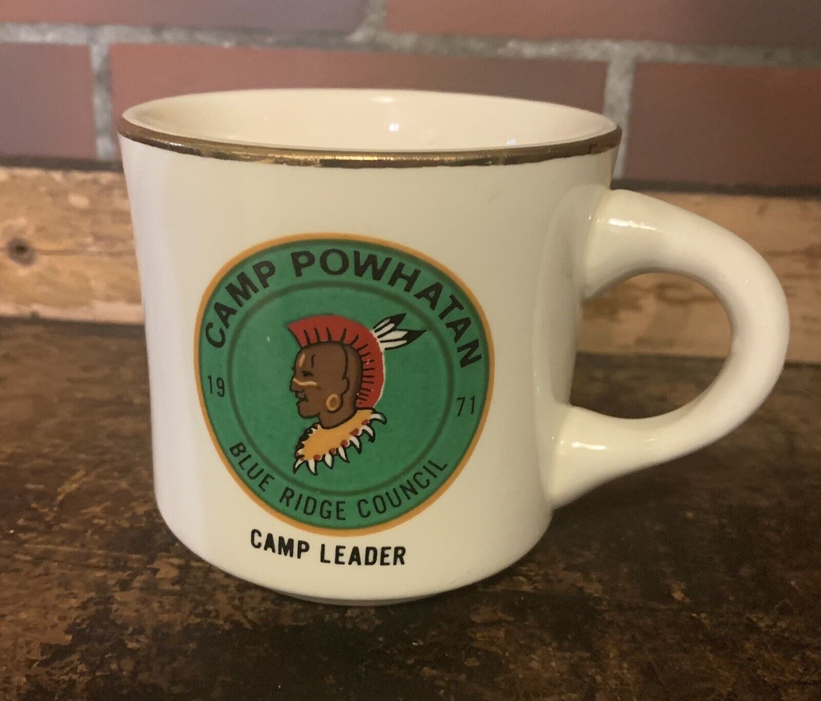 Vintage 1971 BSA Boy Scouts Coffee Mug Camp Leader Camp Powhatan Blue Ridge