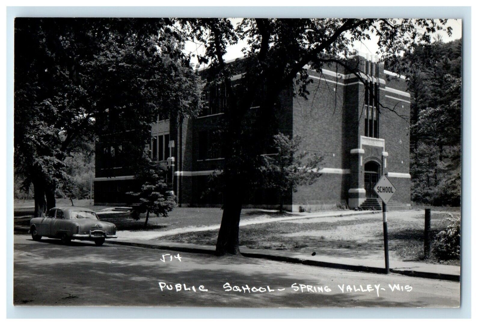 c1940\'s Public School Building Spring Valley Wisconsin WI RPPC Photo Postcard