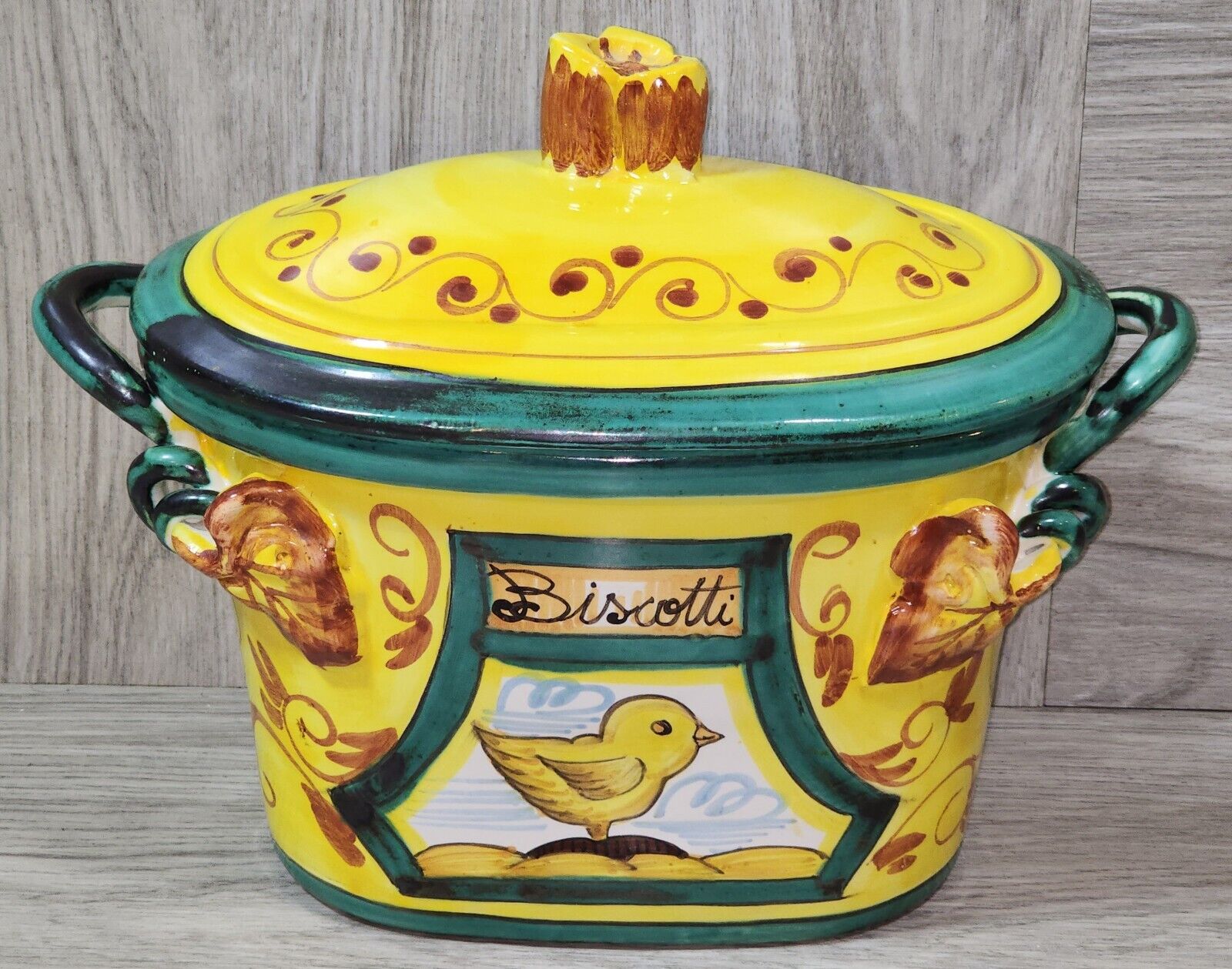 Vintage Yellow Chick Biscotti Jar/Soup Tureen/Cookie Jar/Made In Italy
