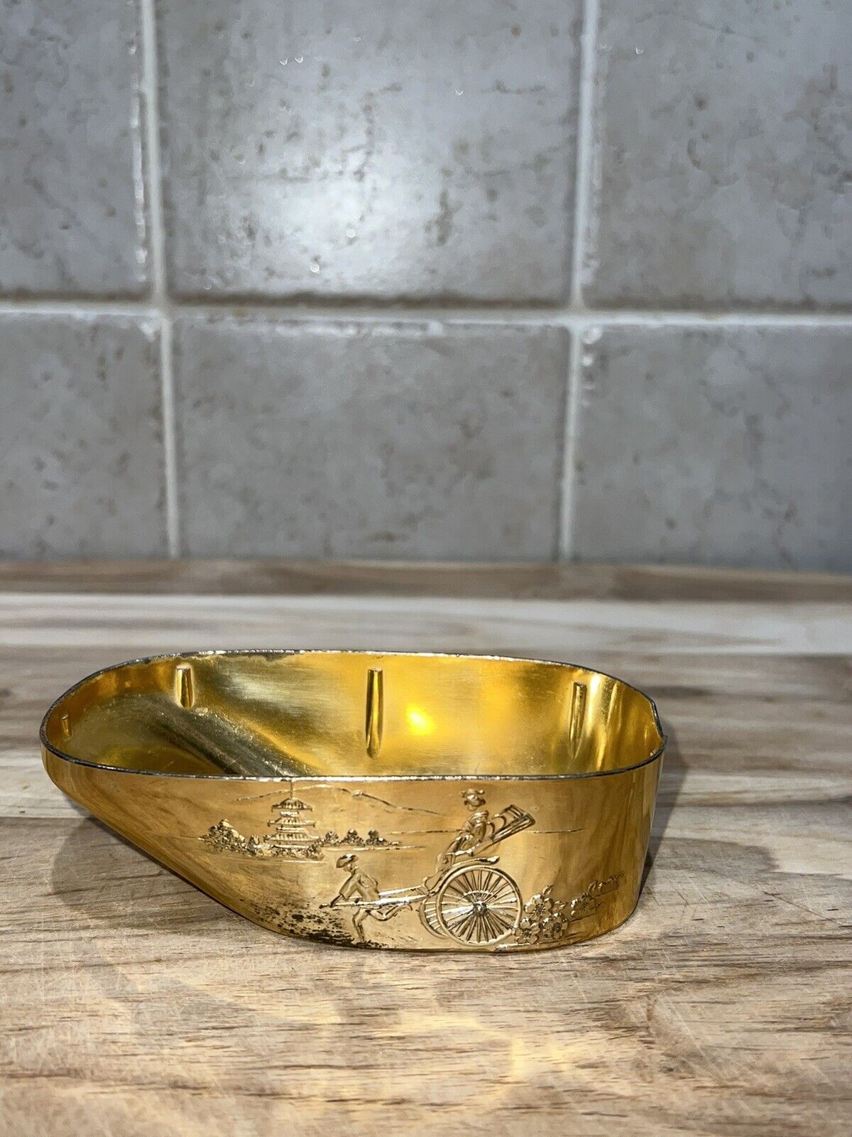 Antique Japan Cooper-Clad Gold Commemorative Heavy Solid Soap Dish