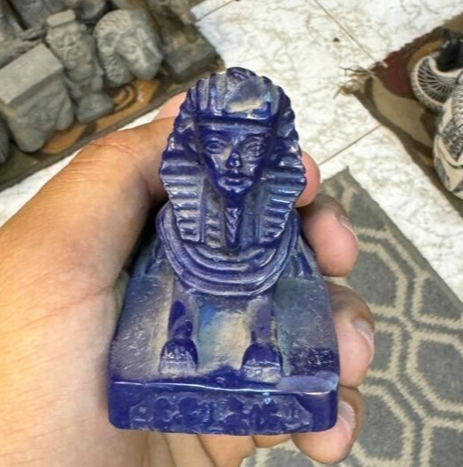 A RARE ANCIENT EGYPTIAN ANTIQUE Pharaonic Statue Of Sphinx With Pyramid Egypt BC