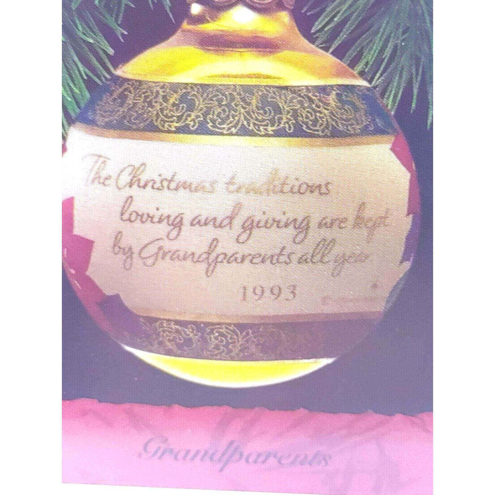 Hallmark Keepsake Ornament Grandparents 1993 Christmas Glass Ball Poinsettia