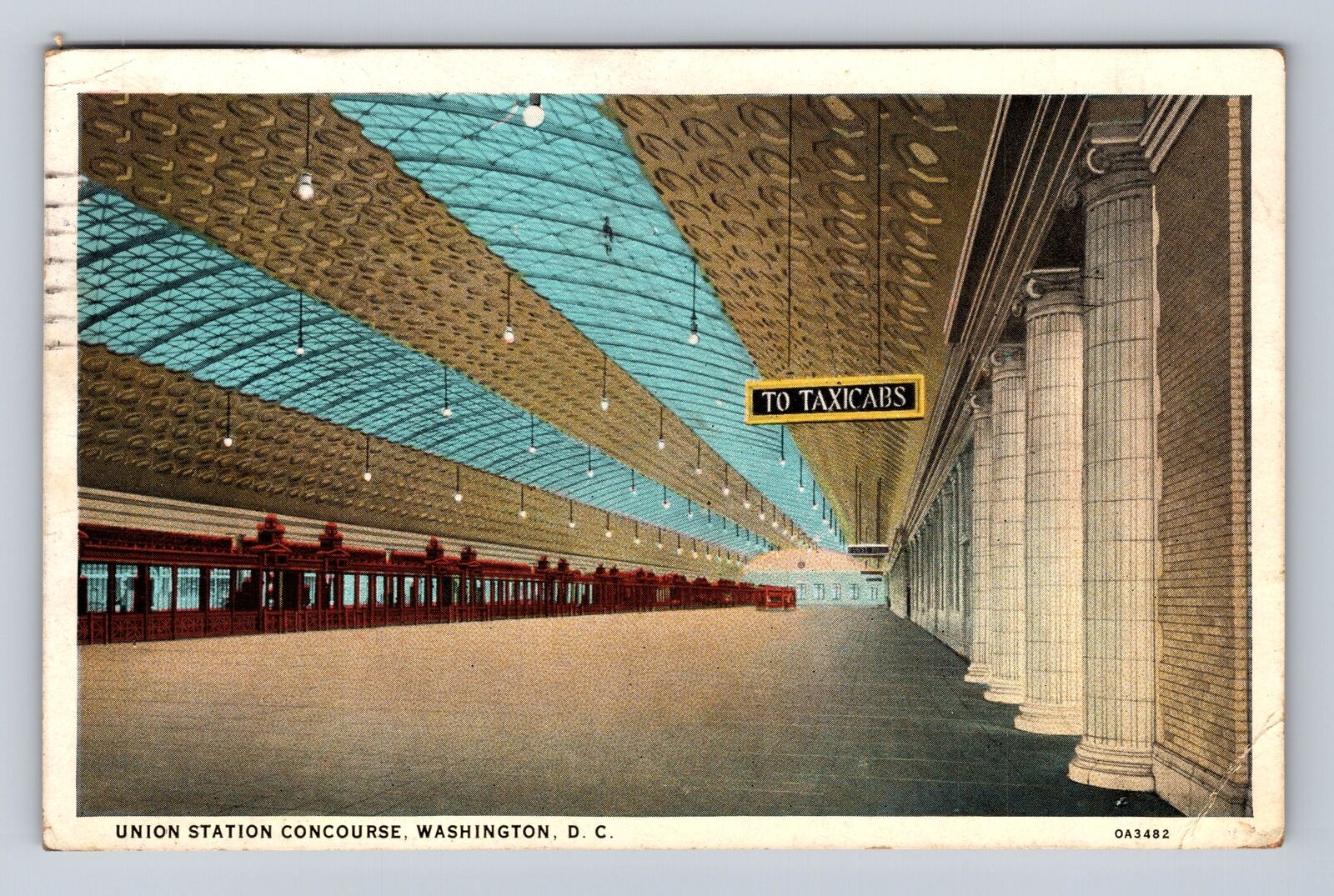 Washington DC-Union Station Concourse, Antique, Vintage c1932 Souvenir Postcard