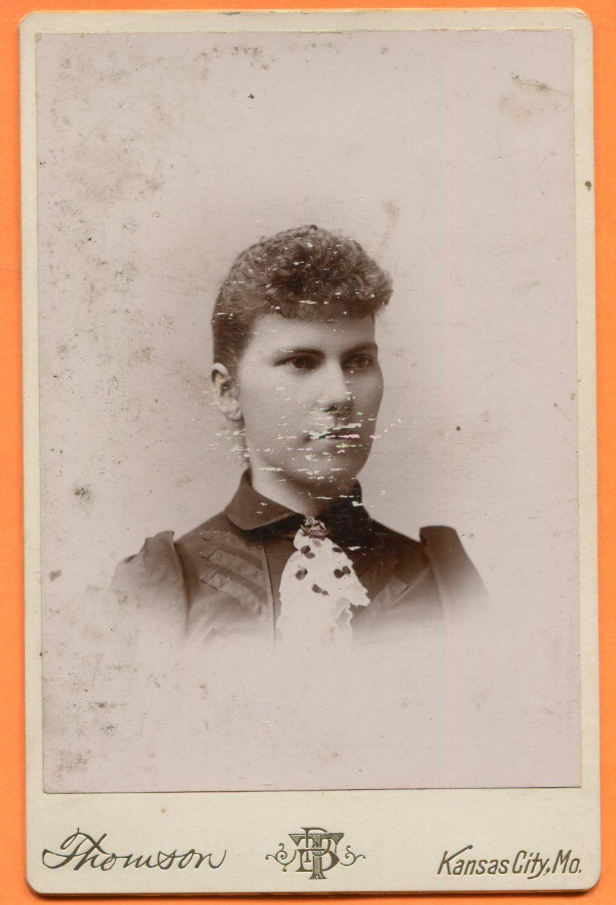Kansas City, MO, Portrait of a Young Woman, by Thomson, circa 1890s Backstamp