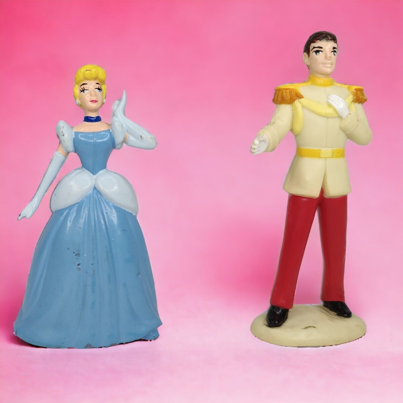 Vintage 1992 Disney Mattel Cinderella & Prince Charming PVC Figures Cake Toppers