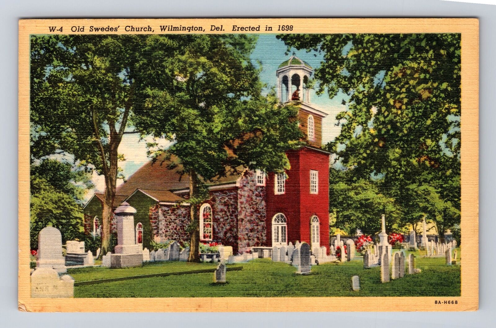 Wilmington DE-Delaware, Old Swedes Church, Antique, Vintage Souvenir Postcard