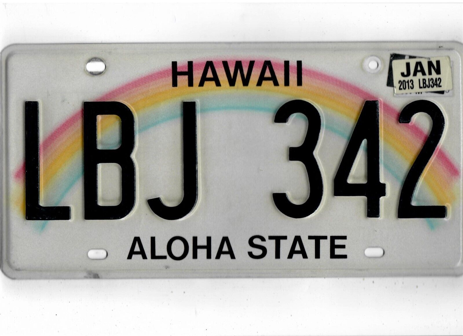 HAWAII passenger 2013 license plate \
