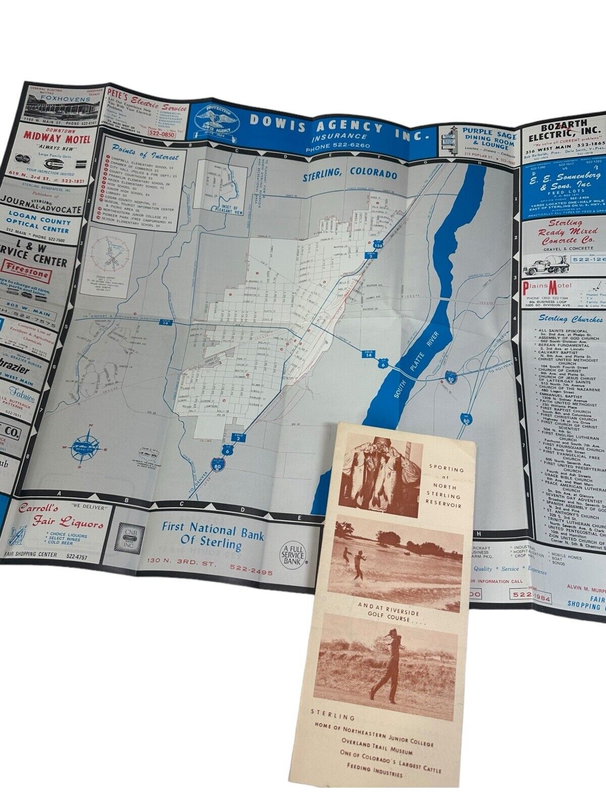 VINTAGE STERLING COLORADO Fold Out Map & Travel Brochure CO 70\'s Tourism RARE