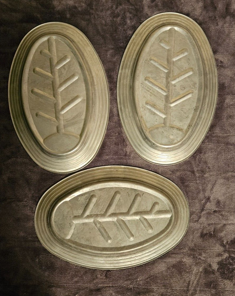 Vintage Set Of 3 Aluminum Housewares Japan Serving Plates