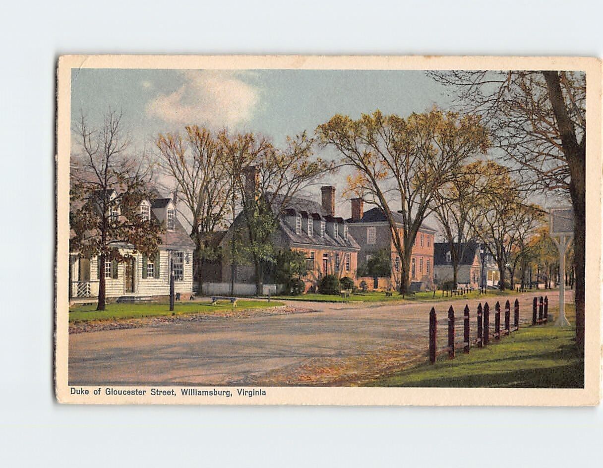 Postcard Duke of Gloucester Street, Williamsburg, Virginia USA