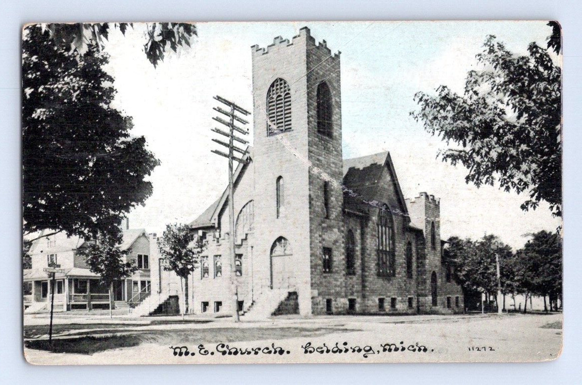 1911. BELDING, MICHIGAN. M.E. CHURCH. POSTCARD ST4