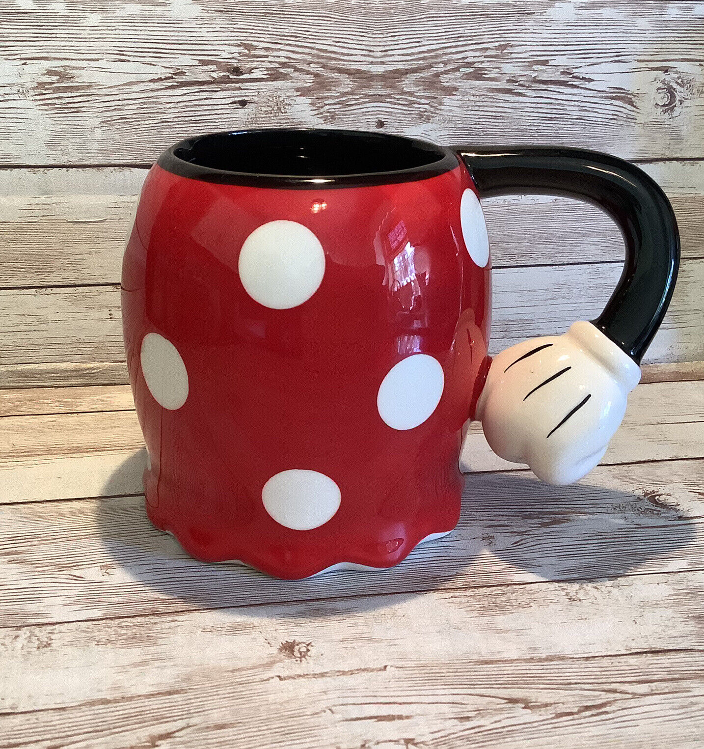 New Jerry Leigh Disney Minnie Mouse Hand on Hip 3D Mug Red White Polka Dot