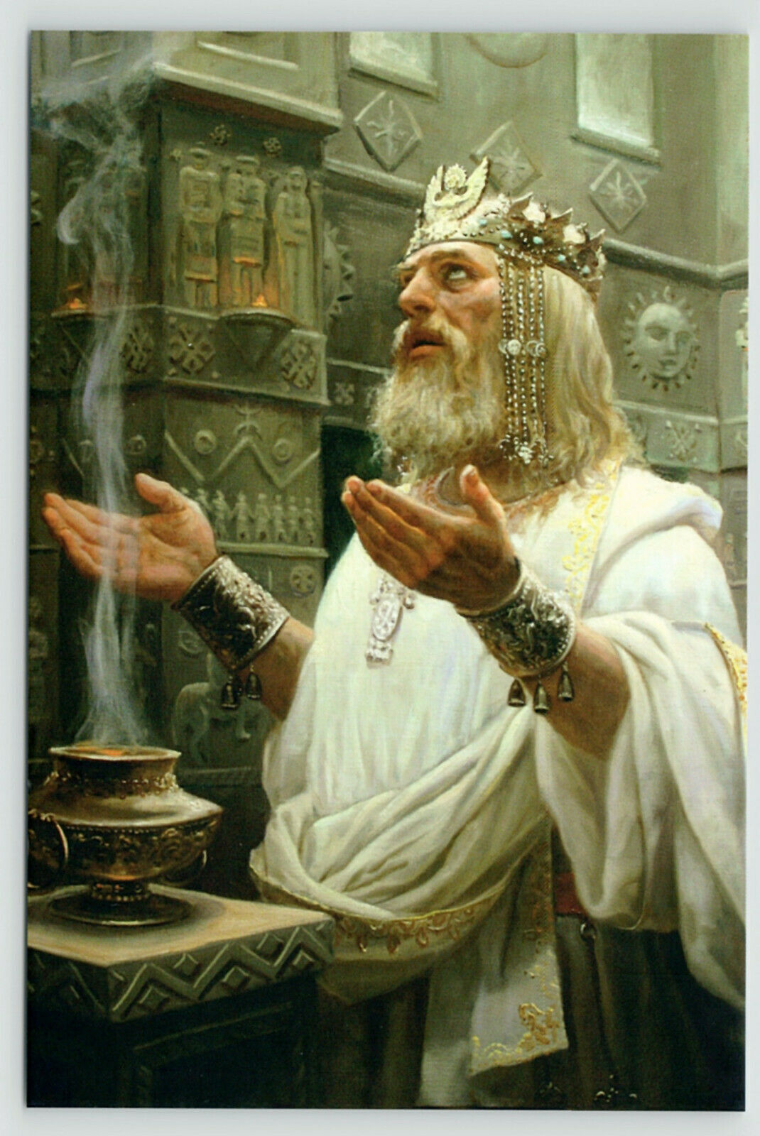 Barma Slavic God of prayer Ethnic Rus by Shishkin Russian Modern postcard