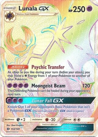 Lunala GX 153/149 Secret Rare Pokemon Card (Sun & Moon Base Set)