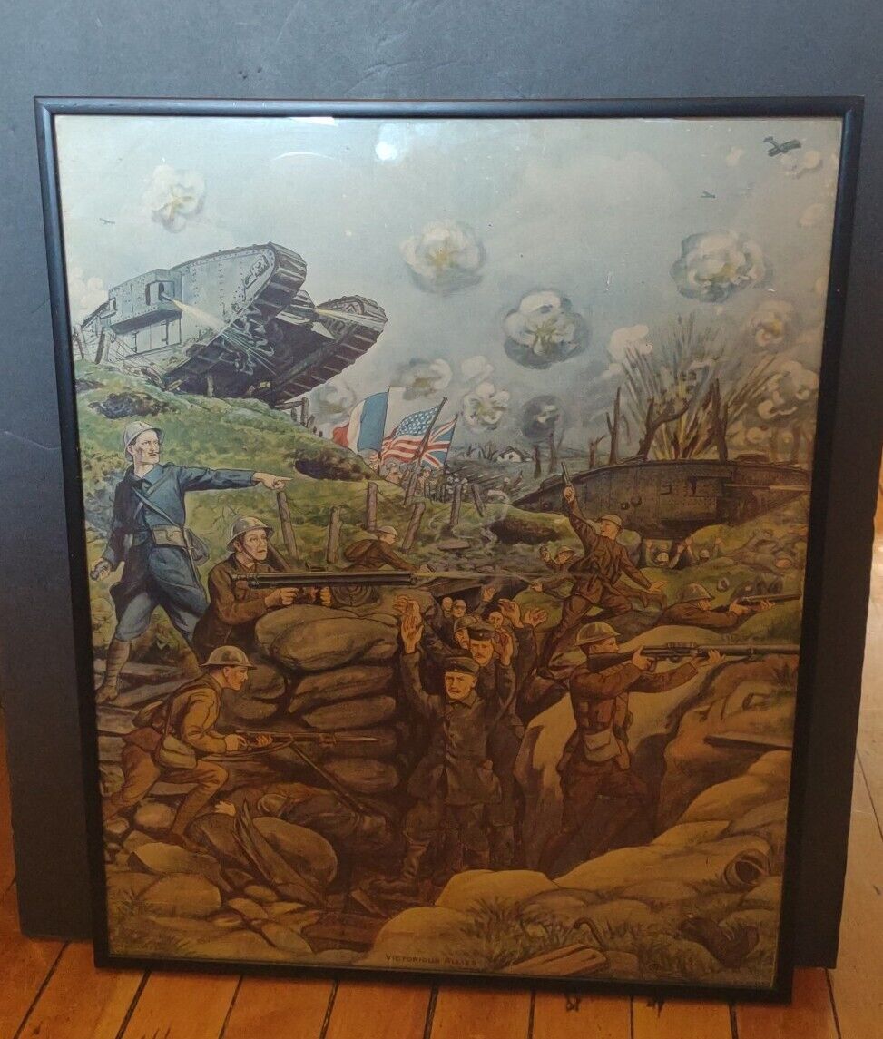 Scarce Original Framed 1918 Poster Victorius Allies By James Lee 20\