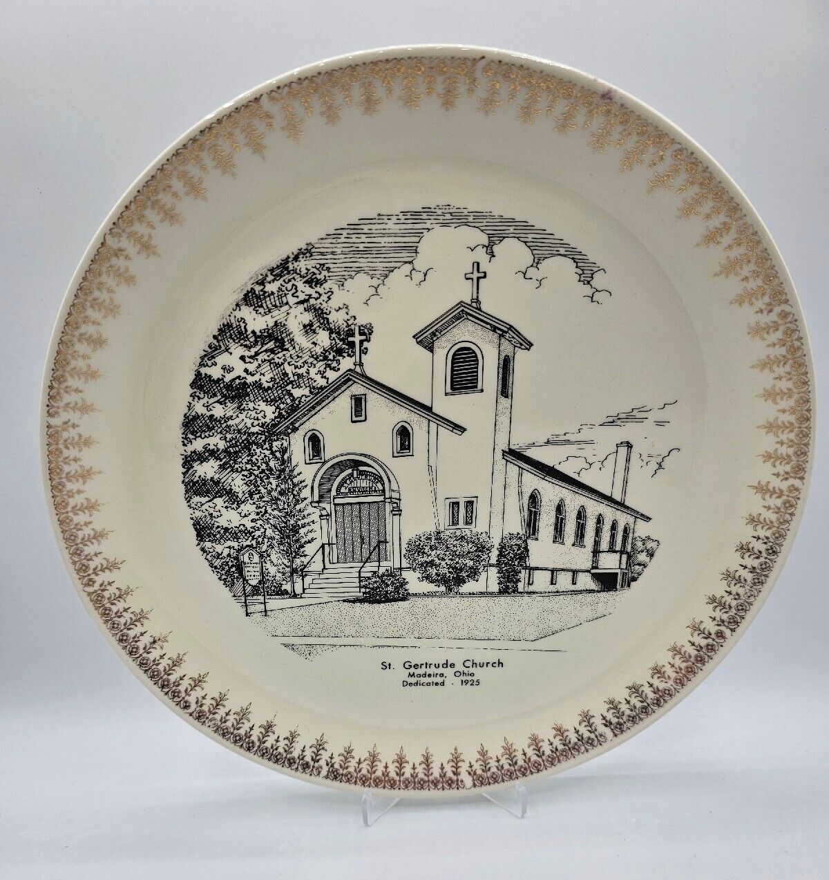 Vintage 1960 St. Gertrude Church Madaira Ohio Collectible Plate Dedicated 1925