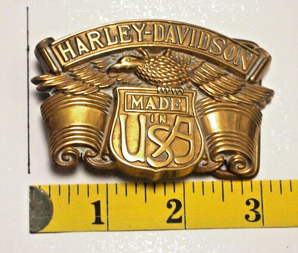 Harley Davidson Belt Buckle Shield Logo 1980 Solid Brass Fits 1.5 inch Belt